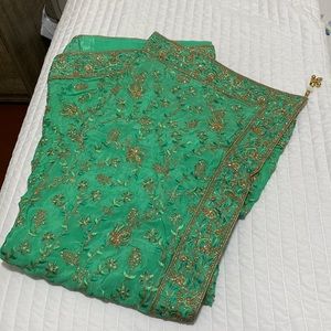 SOLD BRAND NEW SAREE WITH CHAMPAGNE EMBROIDERY